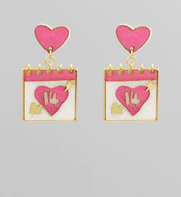 Valentines's Day Calendar Earrings