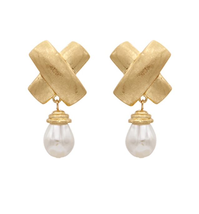 Crisscross & Pearl Earrings