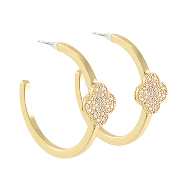 Crystal Clover Accent Hoops