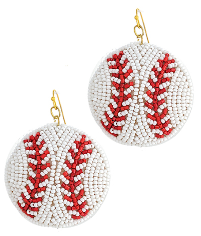 Baseball Beaded Earrings