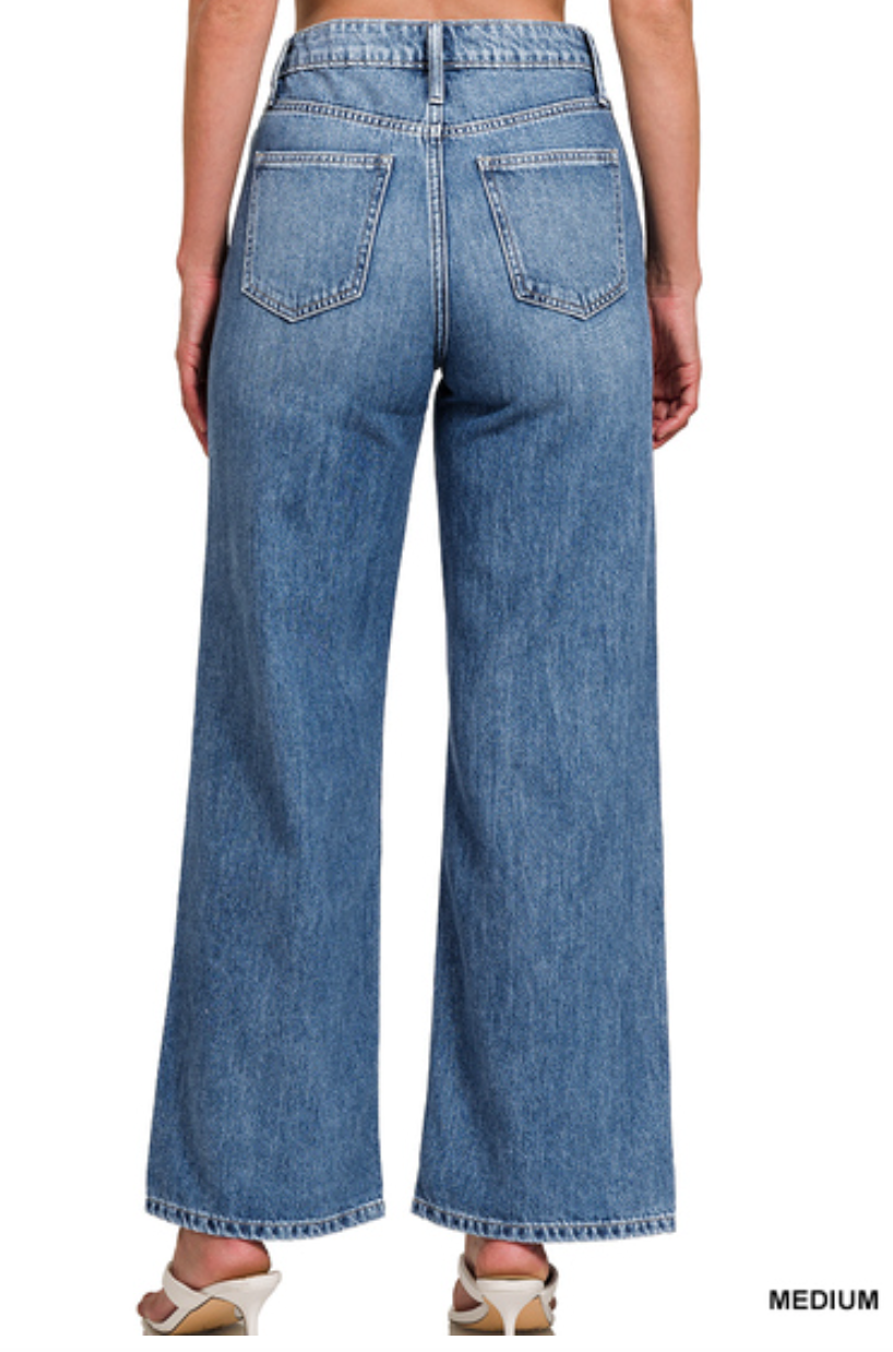 High Waisted Straight Leg Denim