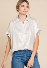 Metallic Pearl Button Up Top