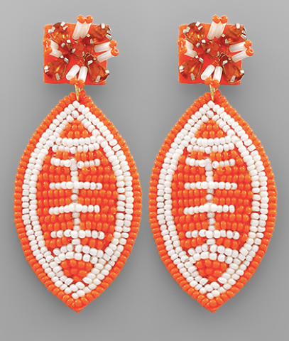 Beaded Football Earrings