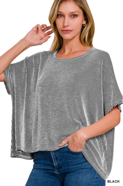 Ribbed Short Sleeve Top