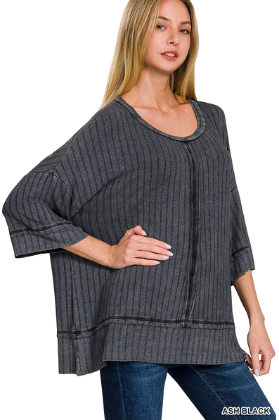 Ribbed Boat Neck Top