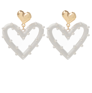 Pearl Heart 2 Drop Earrings