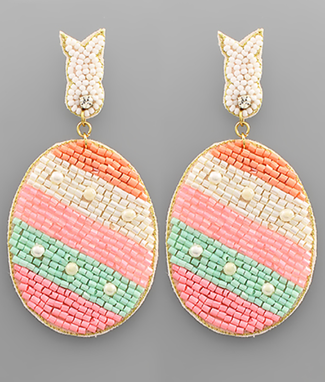 Easter Egg Beaded Earrings