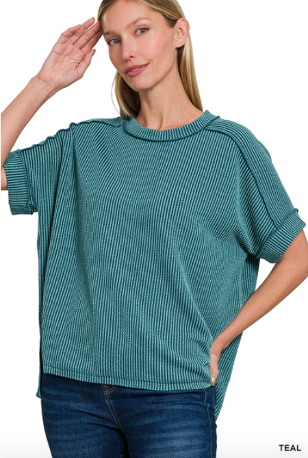 Ribbed Cuff Sleeve Top