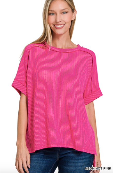 Ribbed Cuff Sleeve Top