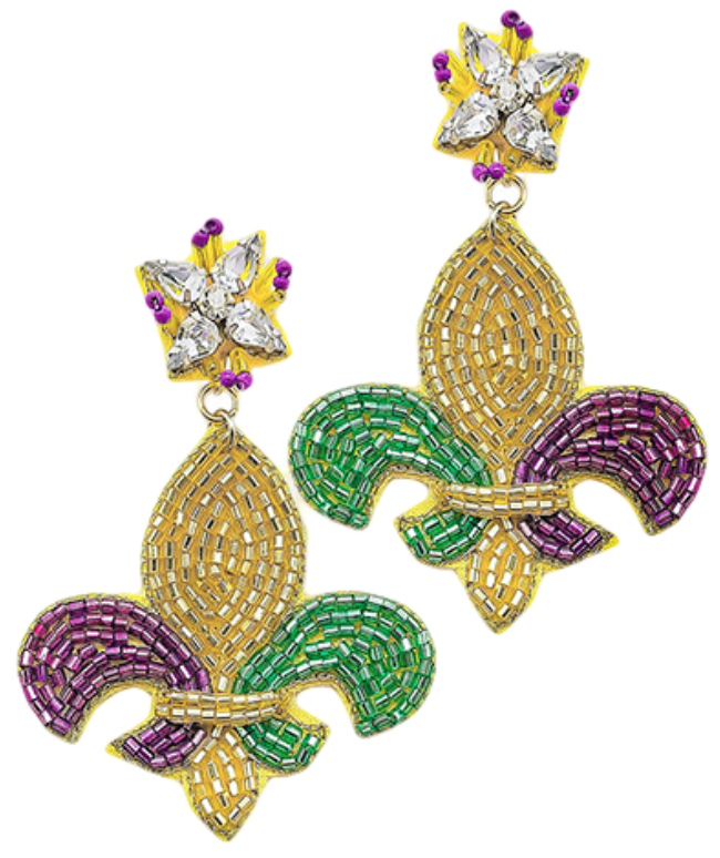 Mardi Gras Beaded Earrings