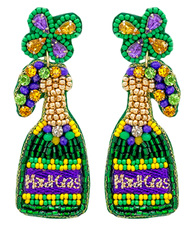 Mardi Gras Beaded Earrings
