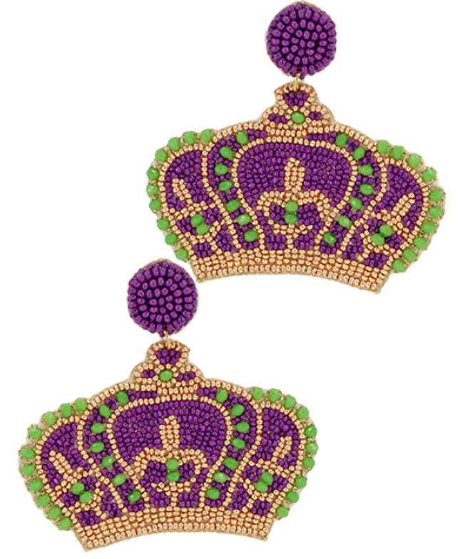 Mardi Gras Beaded Earrings