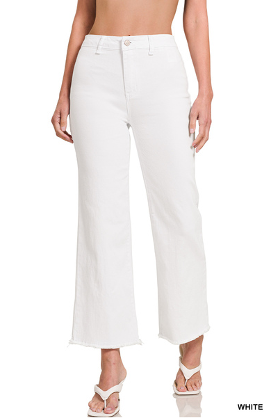 Colored Cutoff Frayed Pants
