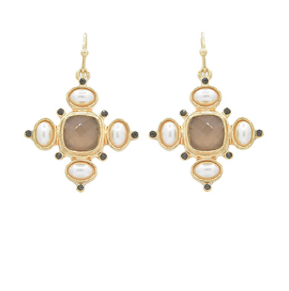 Glass & Pearl Sunburst Earrings