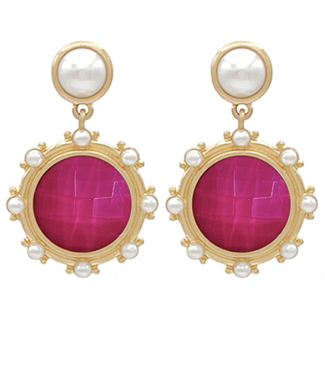 Dotted Stone Drop Earrings