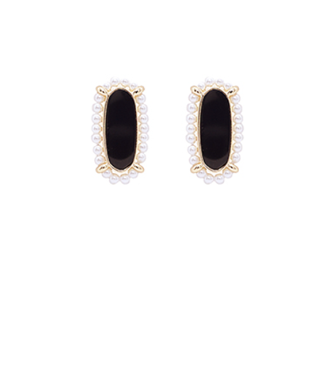 Pearl Oval Stone Earrings