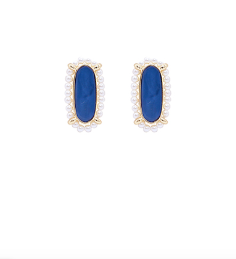 Pearl Oval Stone Earrings