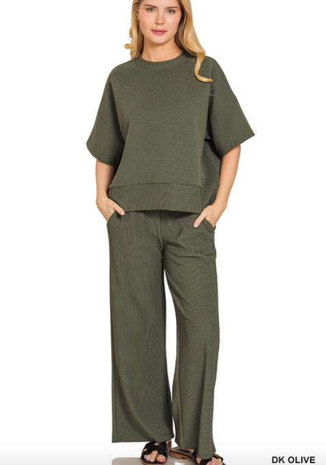 Ribbed Tee & Pants Set