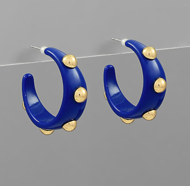 Studded Gold Ball Hoops