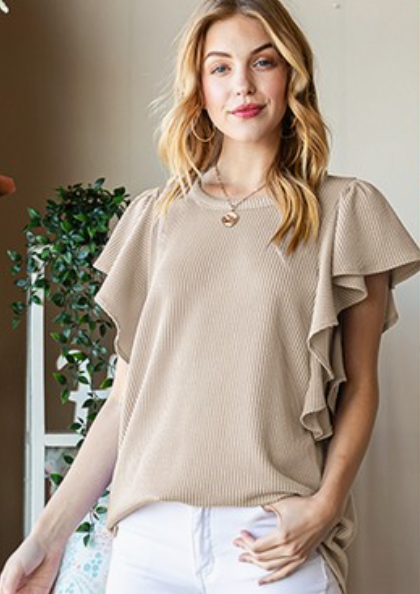 Ruffled Ribbed Top