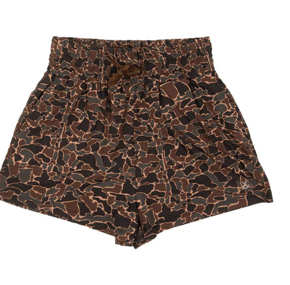 Old Row|High Waisted Camo Shorts