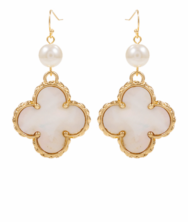 Clover Pearl Dangle Earrings