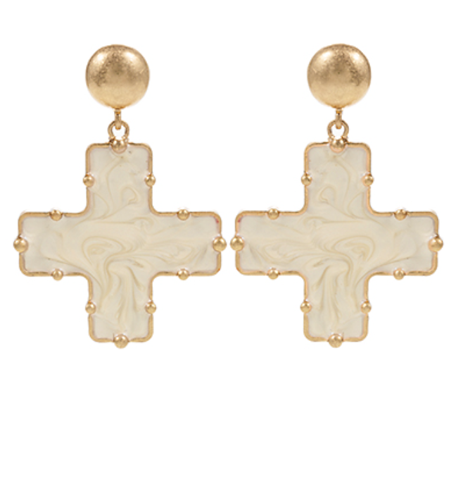 Marble Cross Earrings
