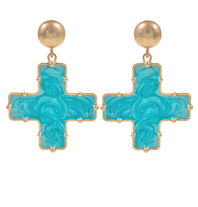 Marble Cross Earrings
