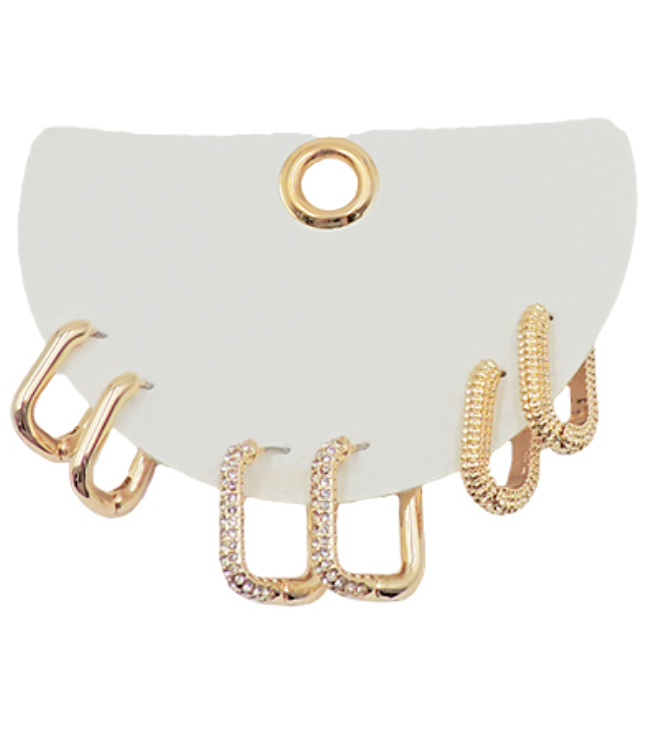 Crystal & Oval Hoops Set