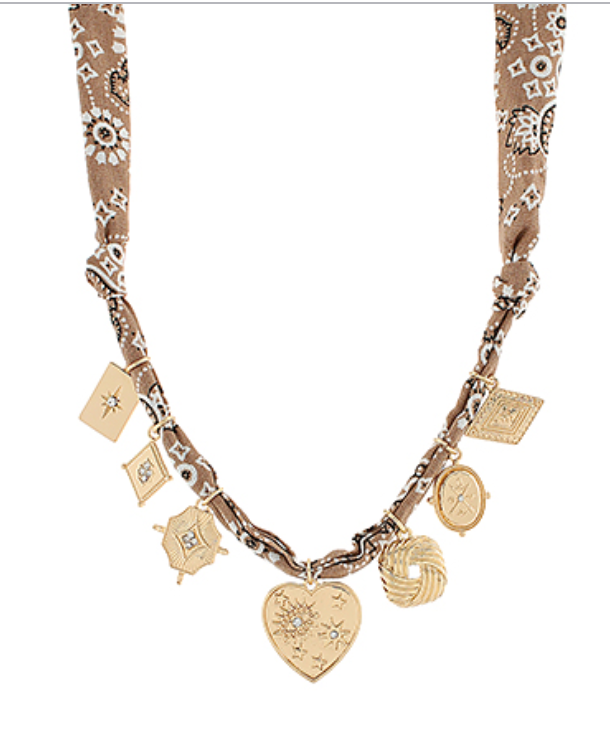 Heart Charm Scarf Necklace