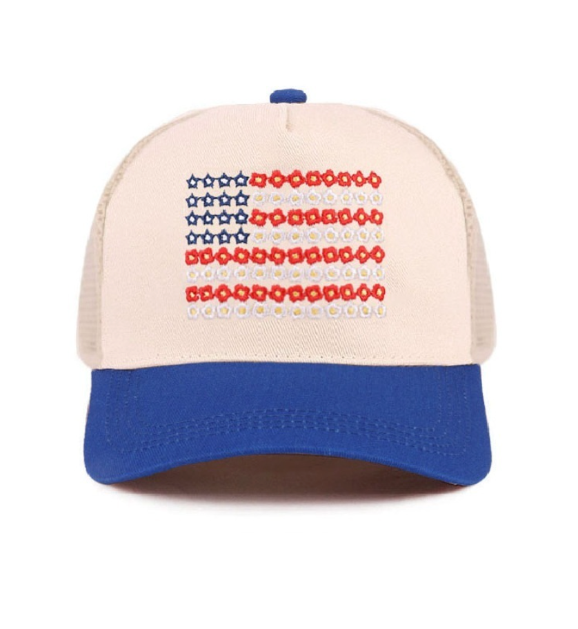 Floral American Flag Hat