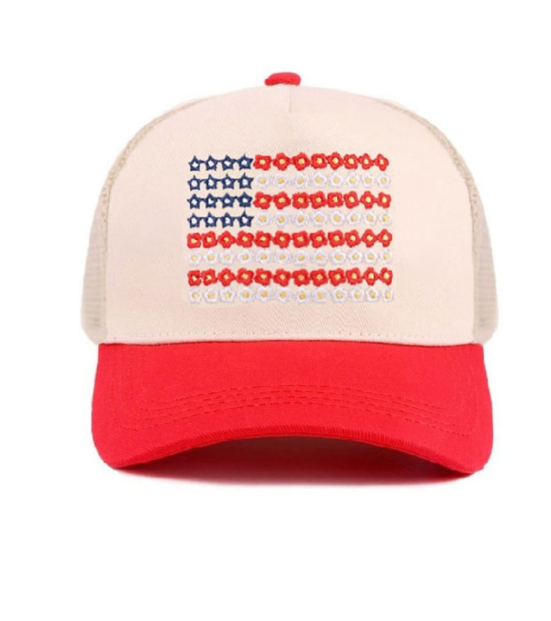 Floral American Flag Hat