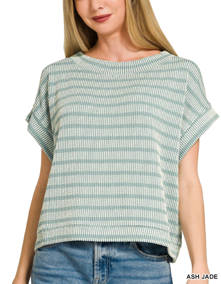 Raised Ribbed Striped Top