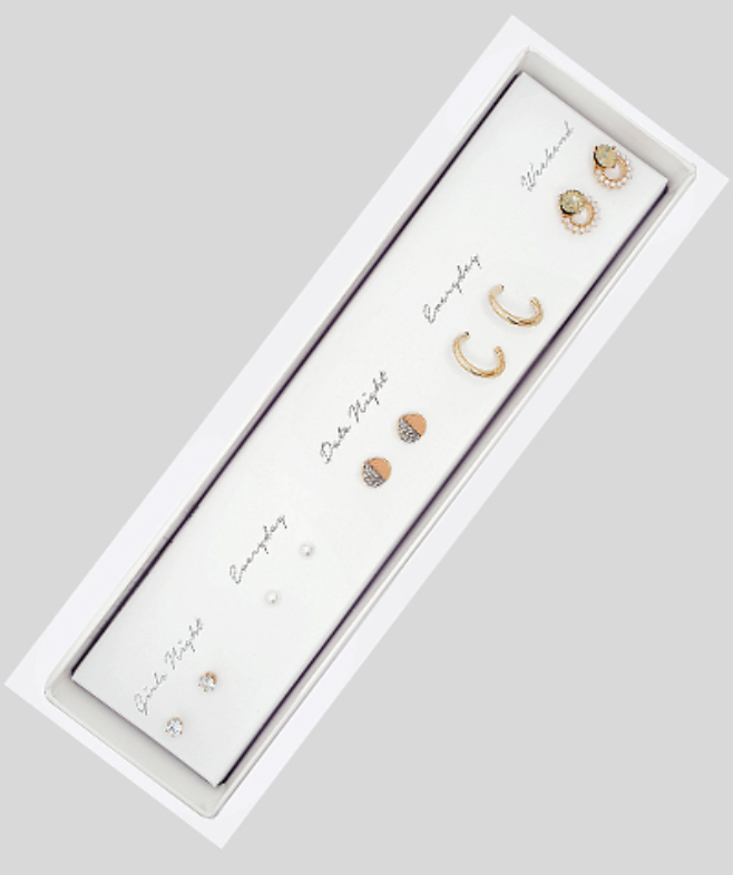 5 Pair Box Earring Set