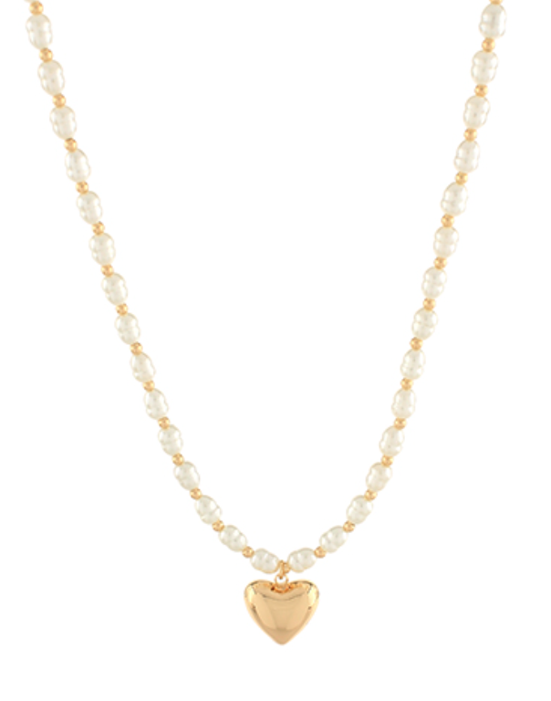 Heart Pendant Pearl Necklace