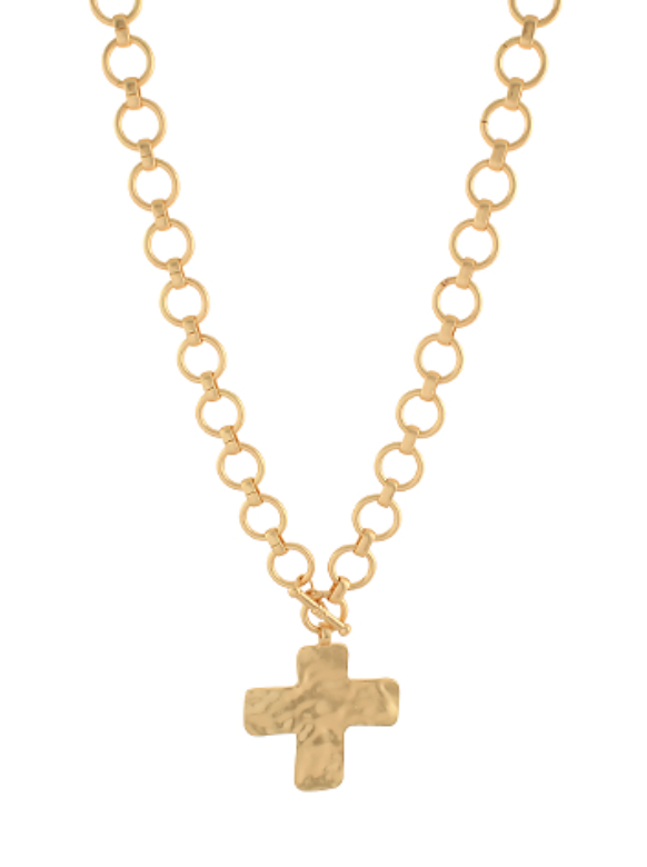 Hammered Cross Necklace