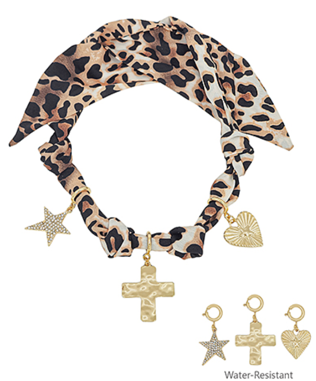 Leopard Charm Scarf Necklace
