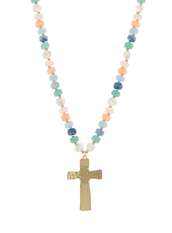 Cross Pendant Bead Necklace