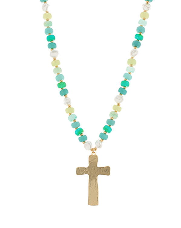 Cross Pendant Bead Necklace