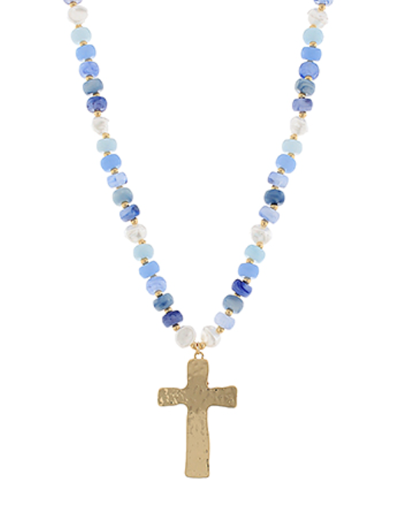 Cross Pendant Bead Necklace
