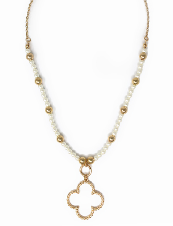 Textured Clover Bead Necklace