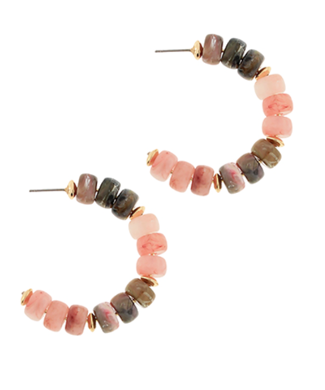 Stone Beaded Hoops