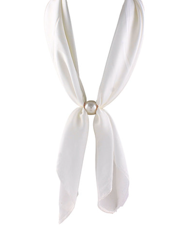 Solid Pearl Closure Scarf Necklace