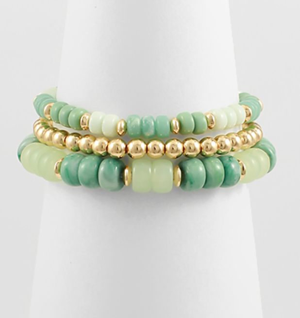 Color Bead & Gold Bracelets