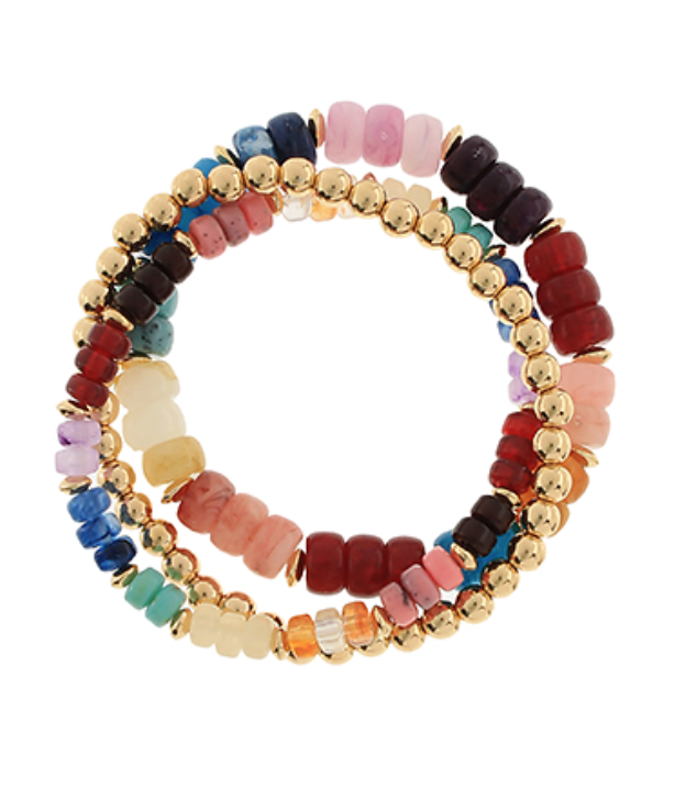 Color Bead & Gold Bracelets