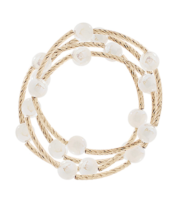 Candy Bead Textured Metal Bracelet