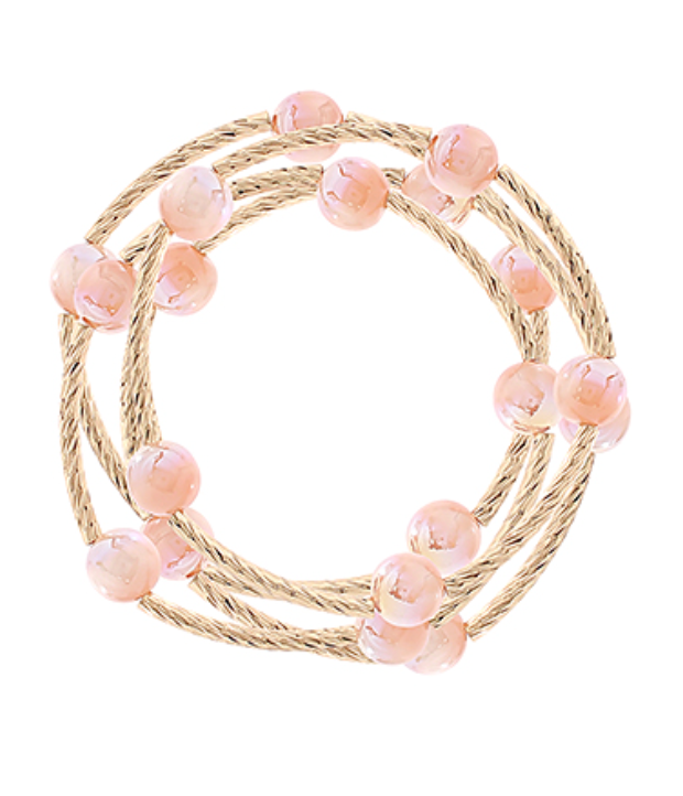 Candy Bead Textured Metal Bracelet