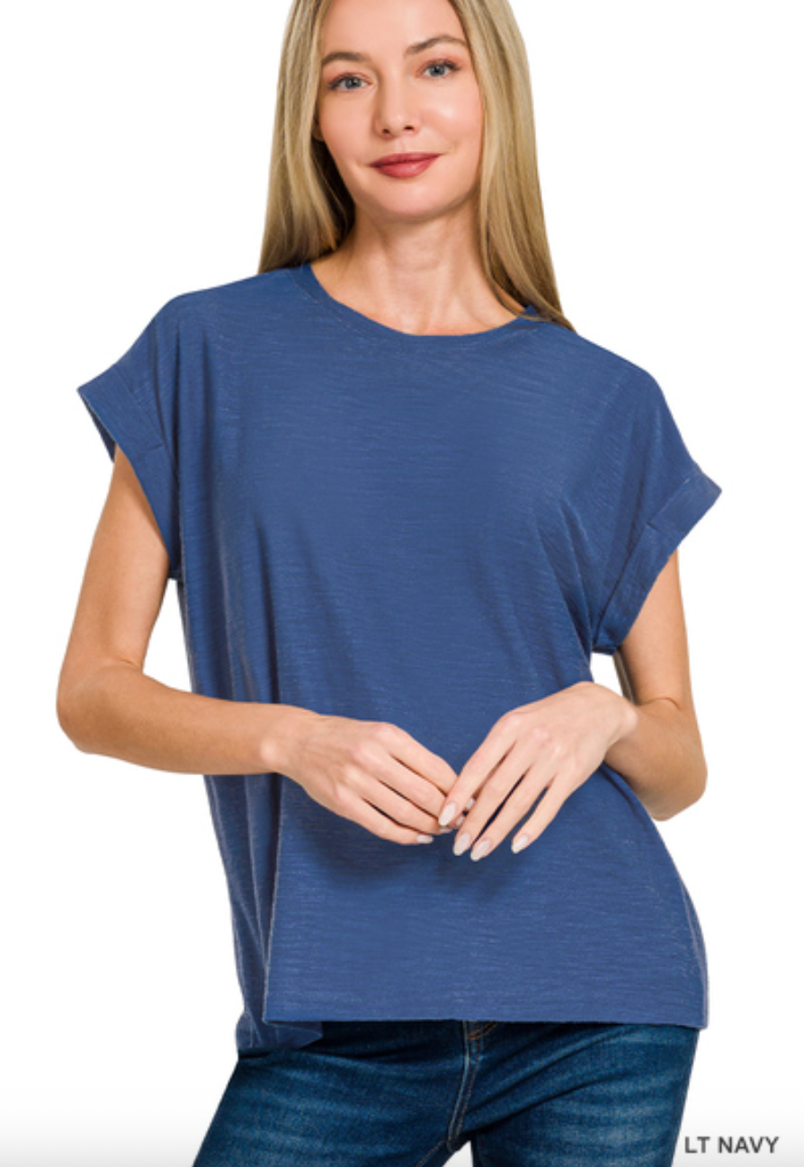 Slub Cuffed Sleeve Tee