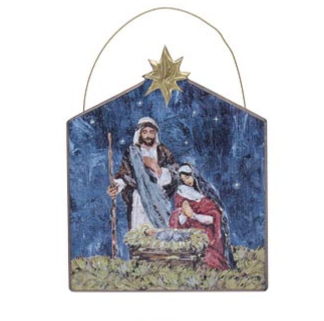 Wooden Manger Ornament