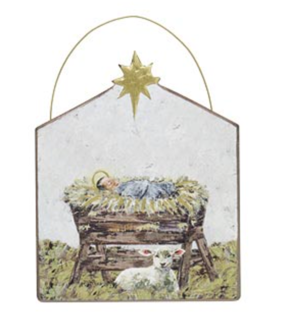 Wooden Manger Ornament